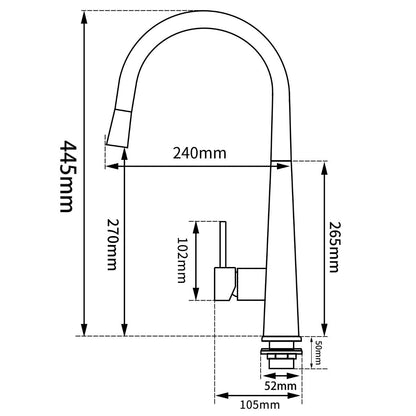 Round Brushed Nickel Pull Out Kitchen Sink Mixer Tap