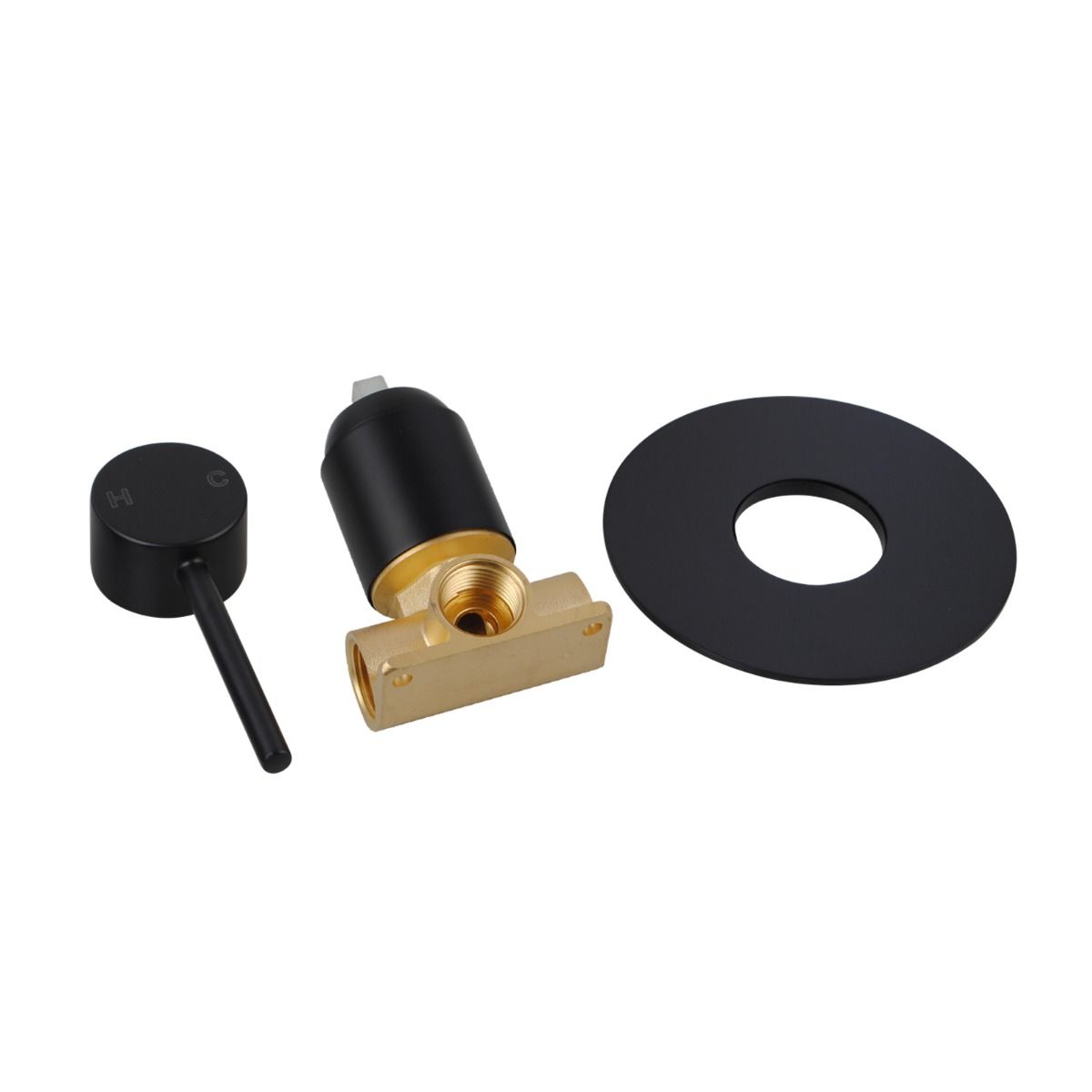 Lucid Pin Round Black Shower/Bath Wall Mixer