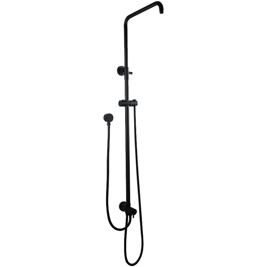 Round Matte Black Shower Rail Top/Bottom Inlet