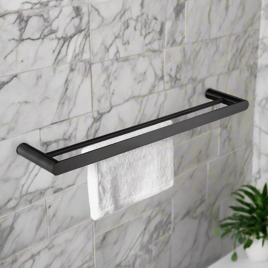 Black Double Towel Rail