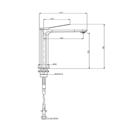 RUSHY Brushed Nickel Tall Basin Mixer