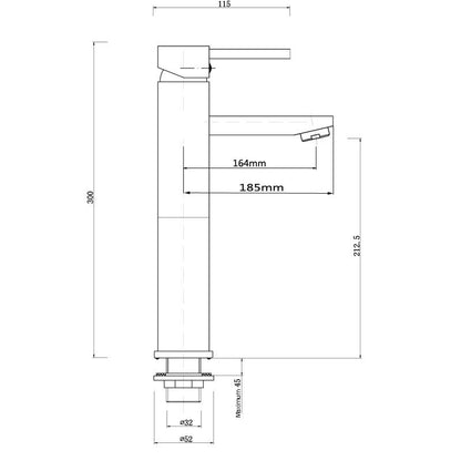 Norico Pentro Gun Metal Grey Round Tall Basin Mixer