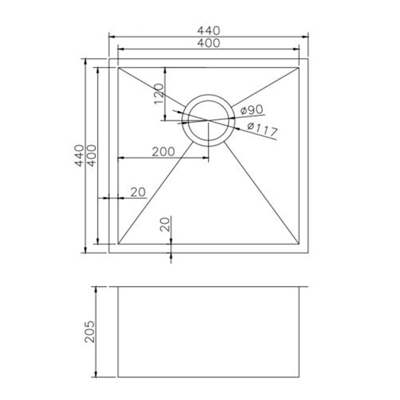 Single Bowl Stainless Steel Sink (Model SSS 4444)
