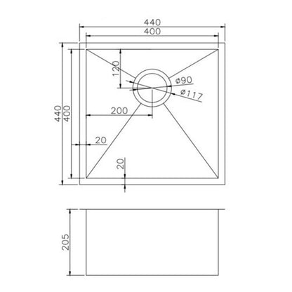 Single Bowl Stainless Steel Sink (Model SSS 4444)