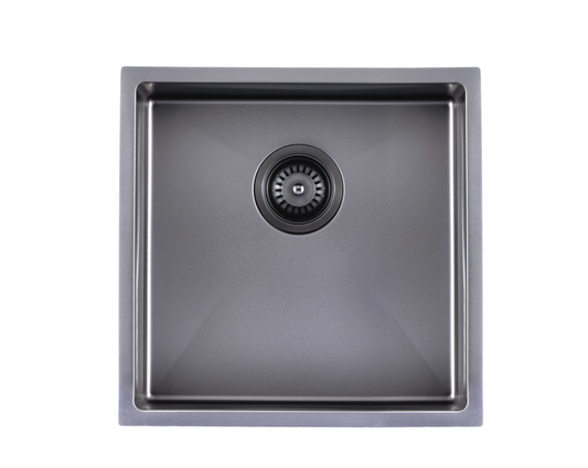 440x440x205mm Gun Metal Grey Stainless Steel Handmade Single Bowl Sink for Flush Mount and Undermount