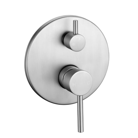 Norico Pentro Brushed Nickel Round Wall Mixer with Diverter