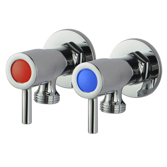 Pentro Chrome Round Brass Washing Machine Taps Set
