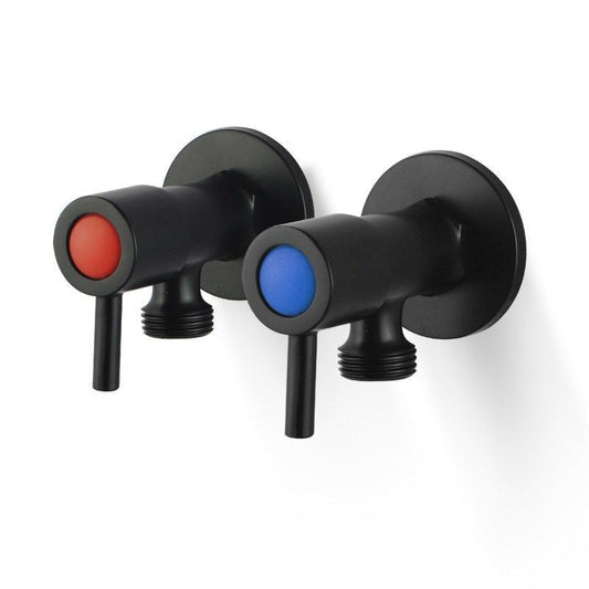 Pentro Matte Black Round Brass Washing Machine Taps Set