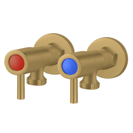Pentro Brushed Yellow Gold Round Brass Washing Machine Taps Set